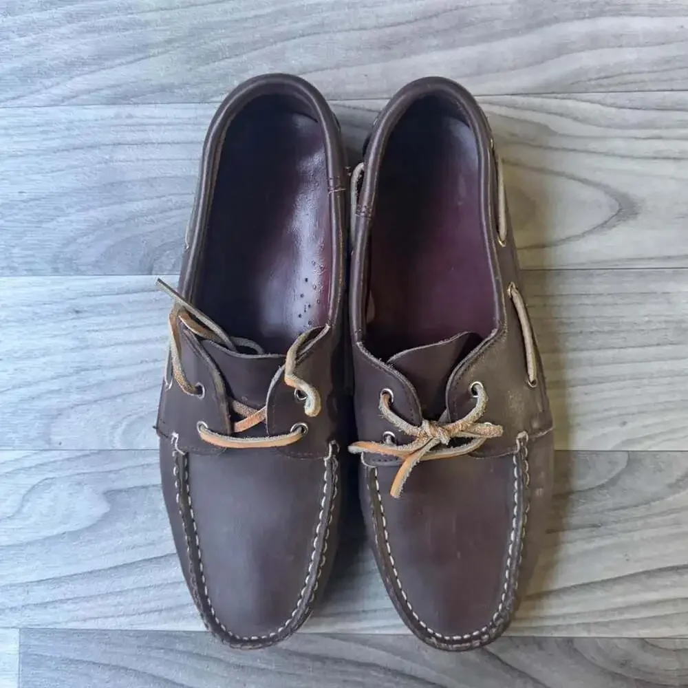 Vintage Y2K Leather Boat Shoes Dark Brown Size 9